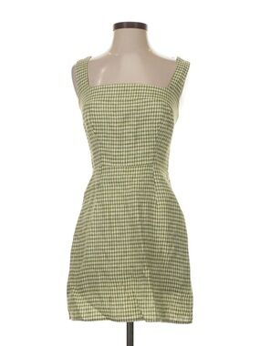 Reformation Celosia Gingham Linen Minidress | Avocado Check XS